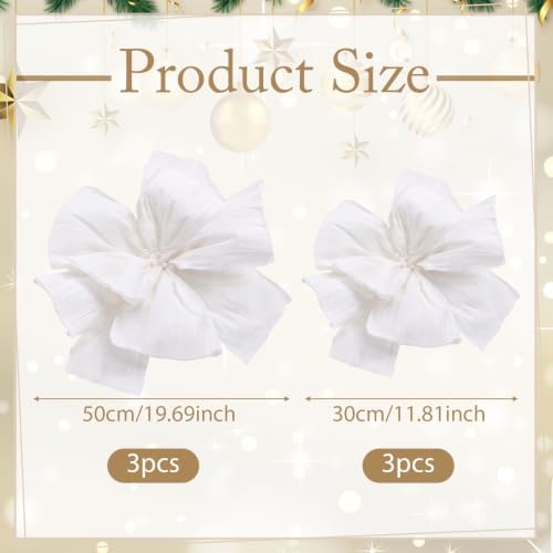 6 Pcs White Giant Paper Flower 28'' 24'' Large Tissue Paper Flower for Wall White Floral Decor Large Hanging Tissue Pom Poms for Wall Wedding Bridal Baby Shower Tea Party Nursery - Image 4