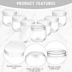 Tanlade 60 Pcs 3 oz Clear Plastic Mini Mason Jars with Lids, White - Image 3