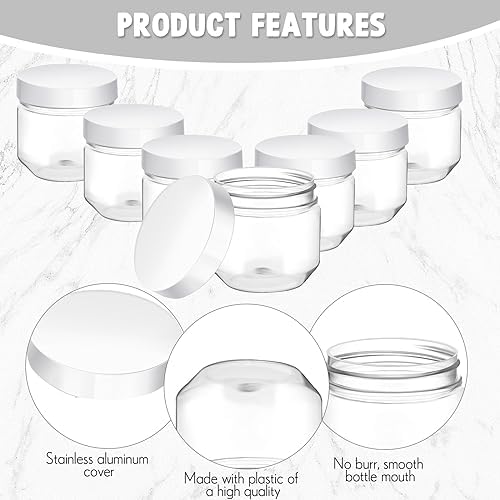 Tanlade 60 Pcs 3 oz Clear Plastic Mini Mason Jars with Lids, White - Image 3