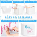 28in Extra Large Gender Reveal Gift Box with Big Hot Air Foil Balloon and 12in Pink Blue Balloon Set Jumbo Giant Gift Box Decoration Kit with Boy or Girl Theme Stickers - Image 3