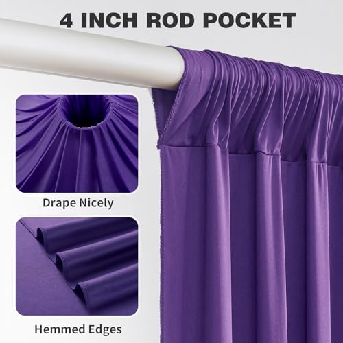 30ftx12ft Purple Backdrop Curtains for Parties, Wrinkle Free Polyester Photo Backdrop Drapes 6 Panels 12 ft Long Back Drop Cloth for Wedding Birthday Photography Background - Image 2
