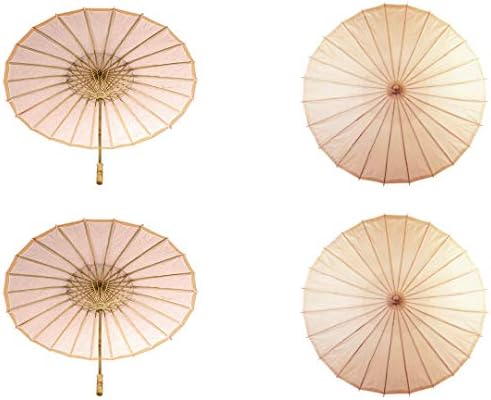Koyal Wholesale 32" Peach Paper Parasol Umbrella 4 Pack, Large Paper Umbrella Bulk, Paper Parasol Wedding Umbrellas, Peach Parasol Umbrella Bridal Party Decor Photo Props, Sun Parasols for Shade by KoyalWholesale