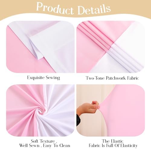 White Pink Arch Backdrop Cover Set of 3 Wedding Arch Covers Stretchy Backdrop 7.2FT 6.6FT 6FT Decorations Baby Shower Bridal Shower Photo Birthday Party Arch Stand Cover Spandex - Image 6
