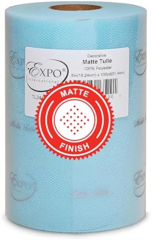 Expo International Decorative Matte Tulle Spool of 6 inch X 100 yards | Light Blue by ExpoInternational