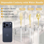 Supernal 102pcs White and Gold Plastic Silverware Set,34 Guests - Image 3