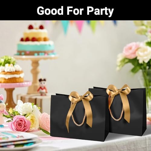 EUSOAR Thank You Gift Bags with Ribbons, 50pcs 12.5"x4.5"x11" Black Kraft Gift Paper Bags with Bow Ribbon Handle, Shopping Party Favor Gift Treat Bags Bulk for Wedding Baby Shower Guests Bridal - Image 6