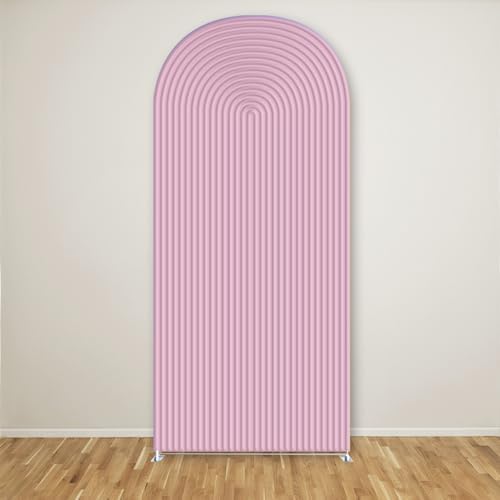 2D Printed Ripples Party Arch Covers Arched Backdrop Cover Stretchy Cover for Party Decoration Round Top Frame Spandex Cover (Pink449,8x4.6ft) - Image 3
