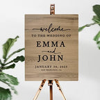 Andaz Press Large Wooden Welcome Sign for Wedding Rustic Welcome Sign 16" x 20" Custom Names Date & Location Fall Wedding Signage English Oak MDF Wood Finish Wedding Reception Indoor Outdoor Signs - Image 2