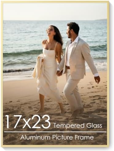 17x23 Metal Picture Frame, Aluminum Poster Frame with Real Glass, Gold by FLYJOE