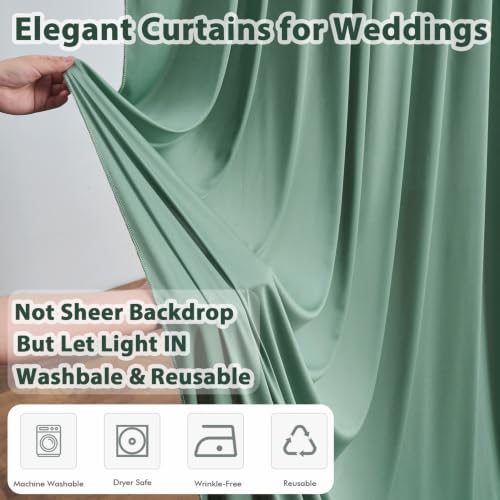 20×10 Sage Green Curtains for Wedding Party Backdrop Decor-4 Panels 5×10ft - Image 5