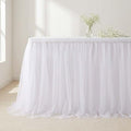 QueenDream 108in White Tutu Table Skirt Rectangle Tables or Round Tables Bridal Shower Tulle Tablecloth for Baby Shower Girls Parties Cake Dessert Table Decorations Ruffle Table Skirting by QueenDream