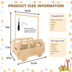 fun-plus Baby Shower Crate Closet, Bus Shape Baby Shower Basket with Handle Baby Storage Crate, Wooden Crate for Pregnancy New Parent (Bamboo made) - Image 2