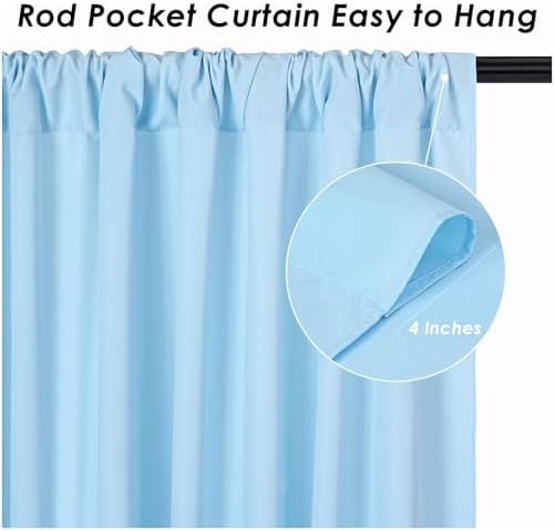 Baby Blue/Light Blue Backdrop Curtains 30ftx10ft Polyester Photo Drapes - Image 5