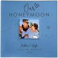 Personalized Photo Album For Newlyweds, Holds 200 4" x 6" Photos, Engraved Our Honeymoon Leatherette Photo Album, Gift For Her, Blue Photo Scrapbook, Photo Keepsake by GiftsForYouNow