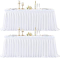 2 Panels White Desk Skirt for Teacher Desk 6ft Table Skirts for Rectangle Tables 6ft Spandex Curtain Table Skirt for Classroom Ruffle Fabric Tablecloth for Party Wedding Baby Shower Decorations by Tao-GePartyDecorations