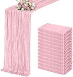Light Pink Boho Cheesecloth Table Runner 12 Pack 17x108 Inch Sheer Gauze by Unknown