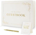 Floral Embossed Wedding Guest Book Set - 9 x 7.5 Hardcover Guestbook for Wedding Reception Sign in, Messages, Bridal Shower Engagement Party (White Cream) by ModernAlbumDesigns