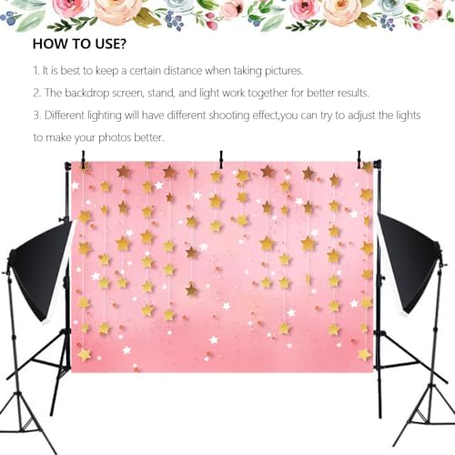 8x6ft Twinkle Littler Star Backdrops Pink Starry Sky Gold Glitter Little Star Photography Background Birthday Party Decorations Baby Shower Backdrop for Girls Kids Portrait Photography Backdrop - Image 3