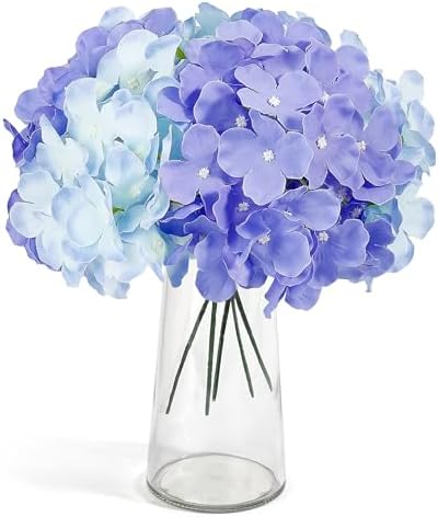 Auihiay 64Pcs Purple Hydrangea Artificial Flowers, Faux Hydrangea Flowers - Image 4