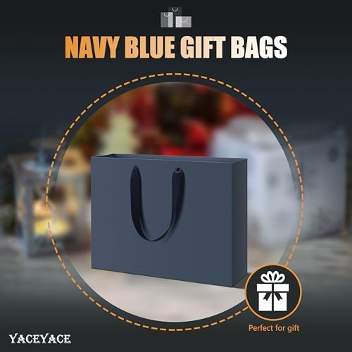 YACEYACE Navy Blue Gift Bags Bulk, Large Size 12.5"x4.5"x11" Navy Blue - Image 3