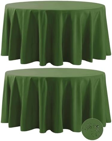 Fokitut 2 Pack Waterproof Round Tablecloth, 120 Inch, Stain Resistant and Wrinkle Polyester Table Cloth, Fabric Table Cover for Kitchen Dining, Wedding, Party, Holiday Dinner-Willow by BalsaCircle