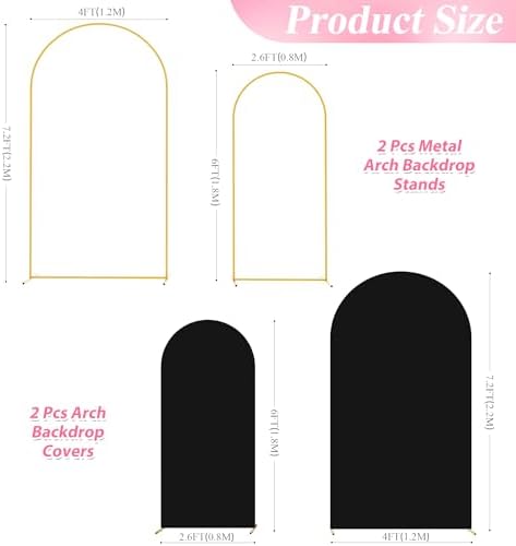 Wokceer Wedding Arch Backdrop Stand and Cover Set of 2,Arch and Black Cover - Image 2