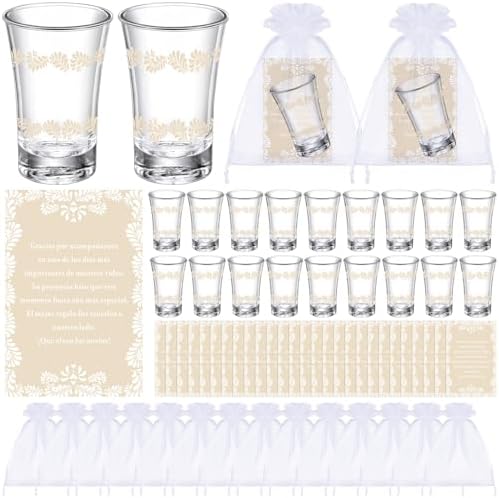 SiliFine 50 Sets Cielito Lindo Shot Glasses Favors, Wedding, Beige by SiliFine