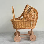 Large Wicker Baby Carriage Basket for Baby Shower Decor - 21.9-Inch - Image 3