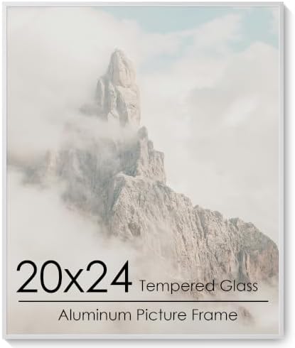 20x24 Metal Picture Frame, Aluminum Poster Frame with Real Glass, Silver by FLYJOE