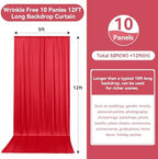 50ftx12ft Red Backdrop Curtains for Wedding Party 10 Panels 5×12FT Tall - Image 5