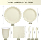 Goodluck Ivory Scalloped Disposable Tableware Set - 350PCS - Image 2