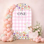 Arch Backdrop Cover One Silly Goose Baby Shower Girl Pink 1st Birthday Party Decors Spandex Stretchy Arch Stand Cover Plaids Cartoon Banquet Props (7.2FT,Floral) - Image 4
