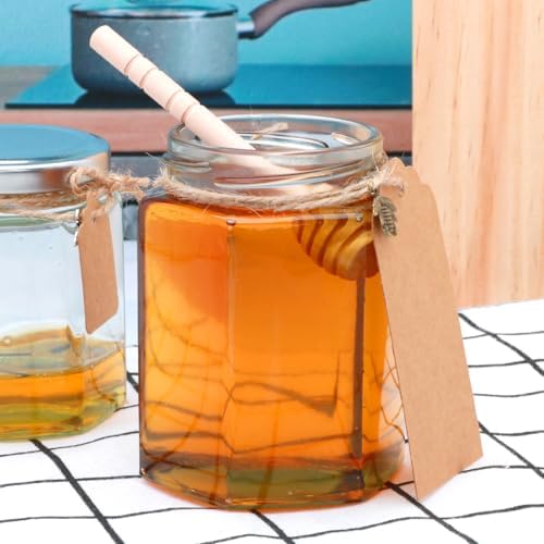 20 Pack 10 oz Honey Jars with Golden Lids and Wooden Dippers - Image 4