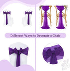 MDS Pack of 75 Chiffon Chair Sashes for Wedding & Event Décor - Purple - Image 4