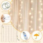 Ledido 10×10ft Beige Tulle Backdrop Curtain with Light(2 Panels 5×10ft) - Image 3