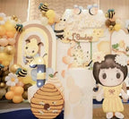 Sweet Honeycomb Arch Backdrop Cover Yellow Girls Baby Shower Arch Stand Spandex Fabric Cover Bees Birthday Party Parties Dessert Decorations Prop (3.3X6.5ft,2006) - Image 4
