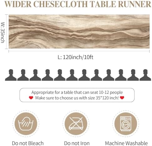 12 Pack Nude Cheesecloth Table Runner 35x120 Inch, Boho Light Brown Cheese Cloth Table Runner Long Tan Gauze Runner for Wedding Party Bridal Baby Shower Holiday Table Decor - Image 6