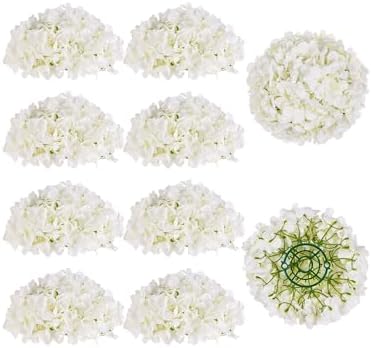 BLOSMON Fake Hydrangea Flower Ball Centerpieces for Wedding, 10 Pcs, White by Blosmon
