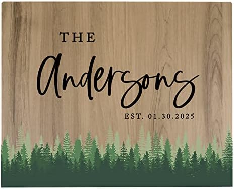 Andaz Press Large Wooden Welcome Sign for Wedding, Rustic Welcome Sign 16" x 20" Custom Last Name Forest Woodland Wedding Signage English Oak MDF Wood Finish Wedding Reception Indoor Outdoor Signs by AndazPress