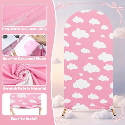 7.2 ft Arch Backdrop Cover Sky Strench Spandex, Pink Cloud - Image 3