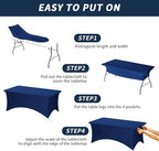 Fixwal 6 Pack 6FT Navy Blue Tablecloth Rectangle Spandex Table Cover - Image 4