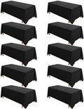 VidaFete 10 Pack 90 * 132inch Black Rectangle Tablecloth for 6ft Tables by VidaFete
