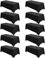 VidaFete 10 Pack 90 * 132inch Black Rectangle Tablecloth for 6ft Tables by VidaFete