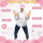 6 Sets Bottle Chug Baby Shower Blind Games Juegos Para Include Plastic Bottles Bibs Hat Eye Mask Disposable Diapers Blindfolded Baby Shower Bottle Games Gender Reveal Decoration (Pink) - Image 3