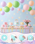 Treela 48 Pcs Paper Lanterns Party Decorations Round, Pastel - Image 2