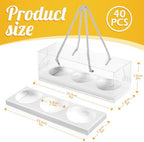 Thenshop 40 Pcs Clear Cupcake Boxes 9x3x3 in 3 Compartment Holder,White - Image 2