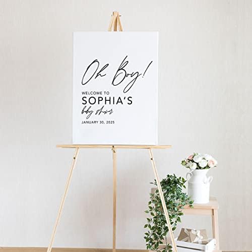 Andaz Press Custom Large Baby Shower Welcome Sign, 16" x 20", Oh Boy! Personalized Canvas Welcome Sign, Signage, Canvas Sign for Baby Sprinkle, Baby Shower, Baby Boy, Baby Shower Decorations - Image 2