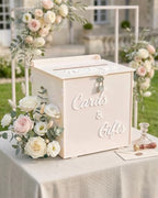 Cream Beige Acrylic Wedding Card Box with Lock, 10" Card Holder with Slot by CORALMEE