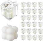 ACITHGL 30 Sets Fully Assembled Small Bubble Candle Party Favors for Guests Bulk Bridal Showers Favors Candles with Stylish Ribbons Thank You Cards Gifts (White) by ACITHGL