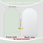 Checkered Gingham Arch Backdrop Cover 7.2ft Green and White Plaid Party - Image 3